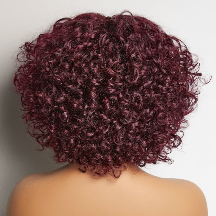 Weekly Special | Trendy Burgundy Curly Bob Glueless Minimalist HD Lace T Part 99J Hair Color Wig 100% Human Hair