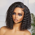 New Customers Only | Boho-Chic | Super Bob Bohemian Curly Minimalist HD Lace Glueless C Part Short Wig 100% Human Hair - US Only