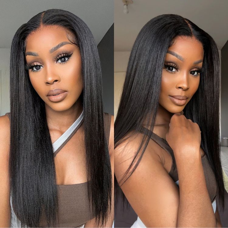 Points Reward | 24 Inches Luvme Hair Yaki Straight 5x5 Closure HD Lace Glueless Long Wig Pre-Cut Lace