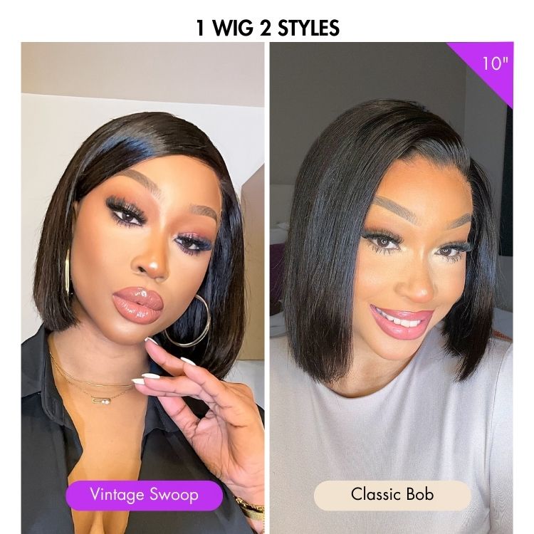 Special Deal | Swoop Bangs Breathable Cap Deep Left C Part Silky Straight Glueless 5x5 Closure Lace Bob Wig