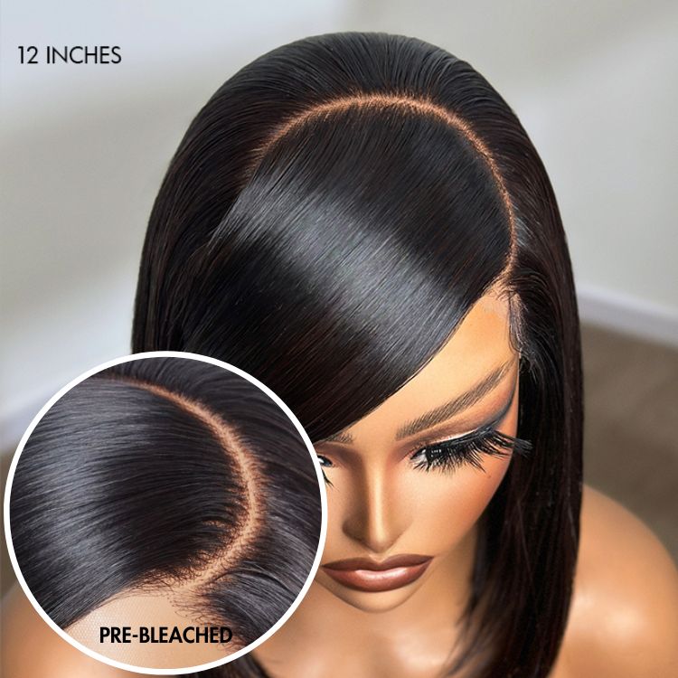Special Deal | Swoop Bangs Breathable Cap Deep Left C Part Silky Straight Glueless 5x5 Closure Lace Bob Wig