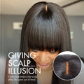 Breathable Cap Yaki Straight Ultra Natural Minimalist Lace Long Wig with Bangs