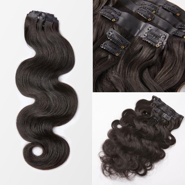 Soft Body Wave Invisible Edge Seamless Clip in Extensions Human Hair with Free Gift