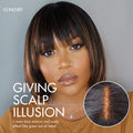 Tiktok Exclusive Deal | Put On and Go Reddish Purple / Brown Highlight / Natural Black Layered Cut Yaki Straight Minimalist Lace Bob Wig with Bangs