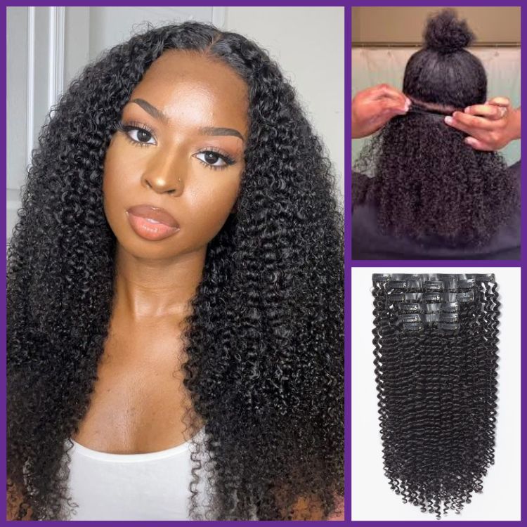 2 Packs Straight / Body Wave / Kinky Curly / Yaki Straight / Kinky Straight Clip in Hair Extensions with Free Gift