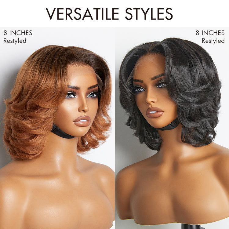 Weekly Special | 1 SEC INSTALL WIG | Elegant Boss Vibe Short Pixie Cut Natural Black / Ombre Brown Glueless Minimalist HD Lace Wig Ready to Go