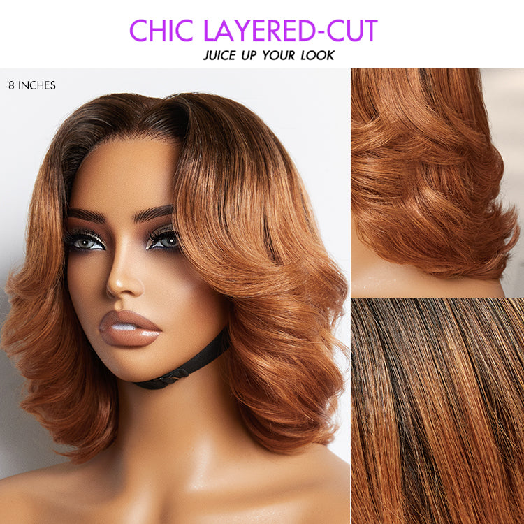 Weekly Special | 1 SEC INSTALL WIG | Elegant Boss Vibe Short Pixie Cut Natural Black / Ombre Brown Glueless Minimalist HD Lace Wig Ready to Go