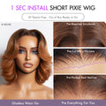 New Customers Only | 1 SEC INSTALL WIG | Elegant Boss Vibe Short Pixie Cut Natural Black / Ombre Brown Glueless Minimalist HD Lace Wig Pre Cut Lace
