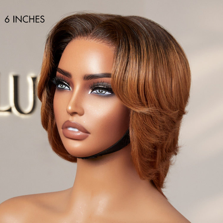 Weekly Special | 1 SEC INSTALL WIG | Elegant Boss Vibe Short Pixie Cut Natural Black / Ombre Brown Glueless Minimalist HD Lace Wig Ready to Go