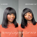 Tiktok Exclusive Deal | Put On and Go Reddish Purple / Brown Highlight / Natural Black Layered Cut Yaki Straight Minimalist Lace Bob Wig with Bangs