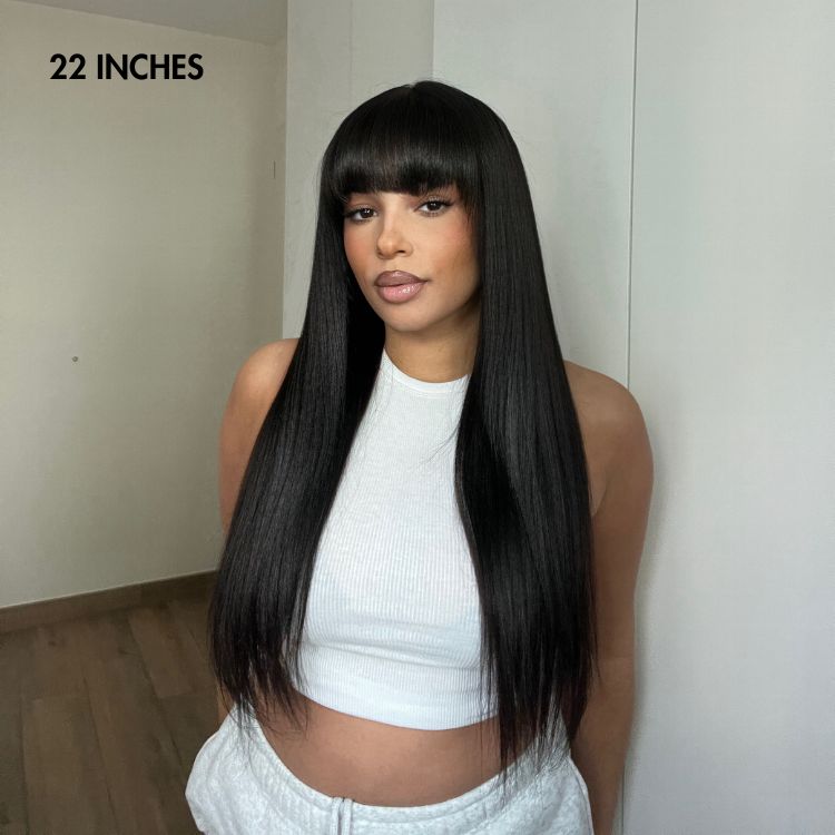 Exclusive Sale | Breathable Cap Yaki Straight Ultra Natural Minimalist Lace Long Wig with Bangs