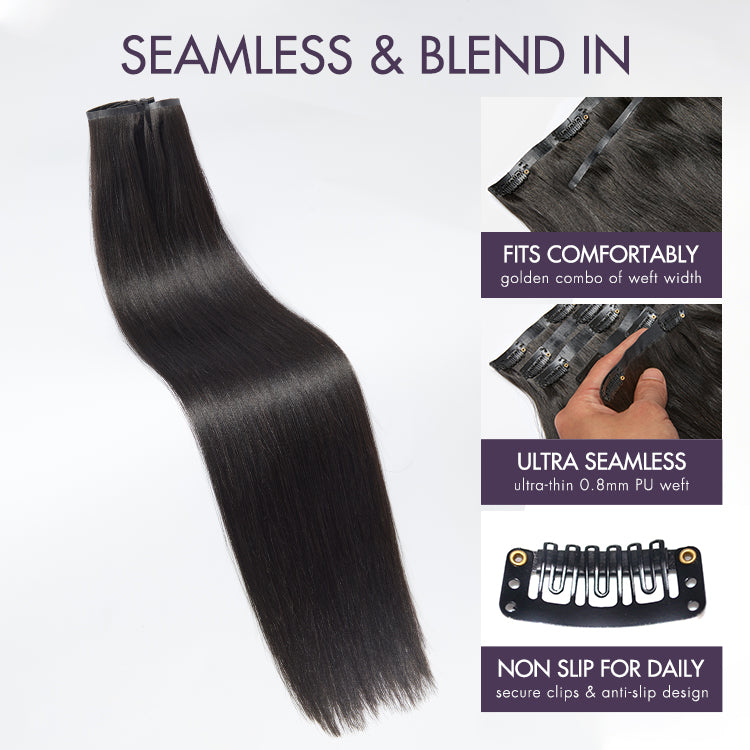 Exclusive Sale | Straight / Body Wave / Kinky Curly / Yaki Straight / Kinky Straight Clip in Hair Extensions Real Human Hair Pieces 135g 9pcs / 7pcs with Free Gift