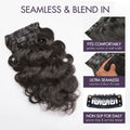 Soft Body Wave Invisible Edge Seamless Clip in Extensions Human Hair with Free Gift