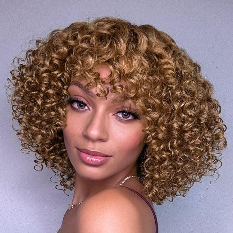 Exclusive Sale | Lightweight Sun-kissed Vibe Blonde Short Cut Water Wave Glueless Minimalist Lace Wig with Bangs