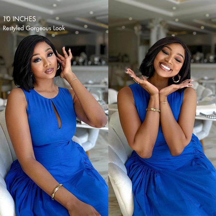 Exclusive Sale | Layered Cut Yaki Straight Left C Part Glueless Minimalist HD Lace Bob Wig Ready to Go