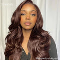 Chestnut Brown Loose Wave 5x5 Closure Lace Glueless Mid Part Long Wig 100% Human Hair - US Only