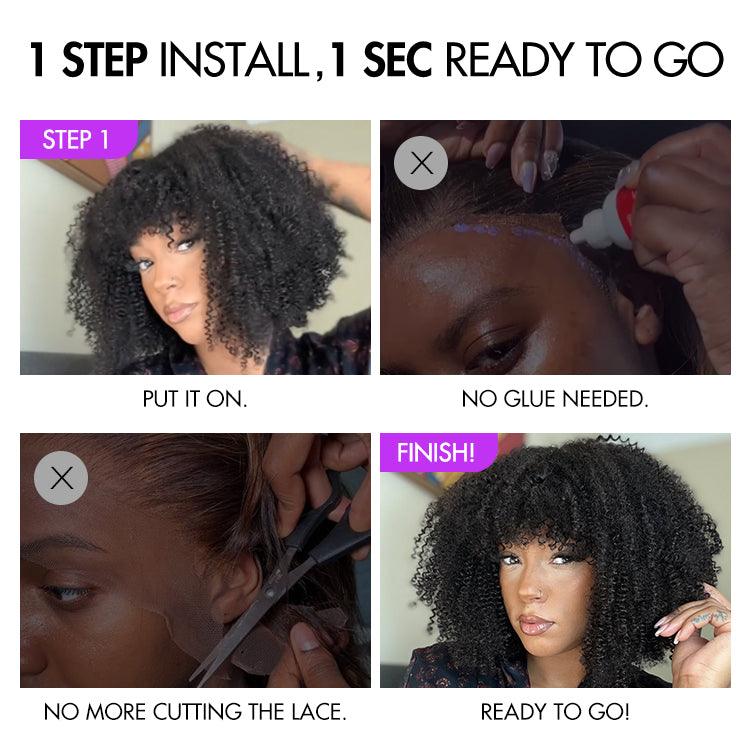 Special Deal | Ready to Go Bouncy Jerry Curl Glueless Minimalist Lace Wig with Bangs - US Only
