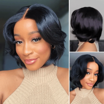 Weekly Special | 1 SEC INSTALL WIG | Elegant Boss Vibe Short Pixie Cut Natural Black / Ombre Brown Glueless Minimalist HD Lace Wig Ready to Go