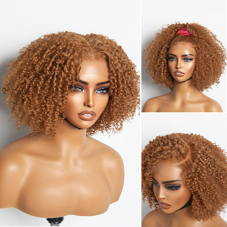 Go Natural Ease | Fluffy Ginger Jerry Curly Glueless 5x5 Closure Lace Wig - US Only