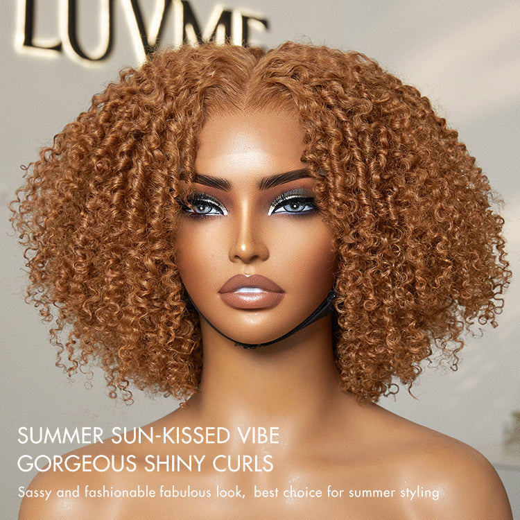 Go Natural Ease | Fluffy Ginger Jerry Curly Glueless 5x5 Closure Lace Wig - US Only