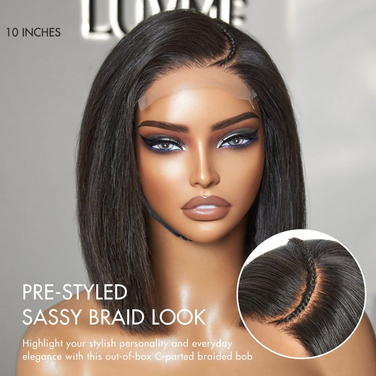 1 SEC INSTALL WIG | Pre-Styled Braided Silky Bob Glueless 4x4 Closure Lace Wig Pre Cut Lace - US Only
