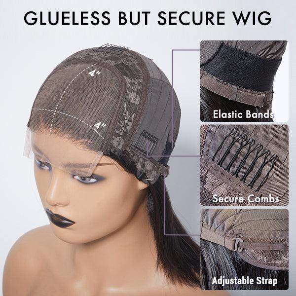 1 SEC INSTALL WIG | Pre-Styled Braided Silky Bob Glueless 4x4 Closure Lace Wig Pre Cut Lace - US Only