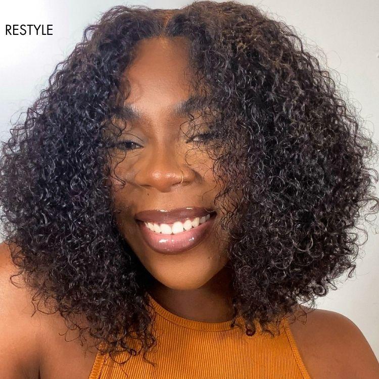 Curtain Bangs Jerry Curly Glueless Y-Shape HD Lace Wig - US Only