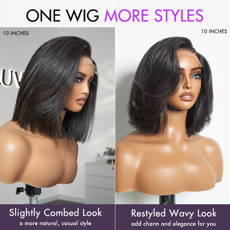 1 SEC INSTALL WIG | Pre-Styled Braided Silky Bob Glueless 4x4 Closure Lace Wig Pre Cut Lace - US Only