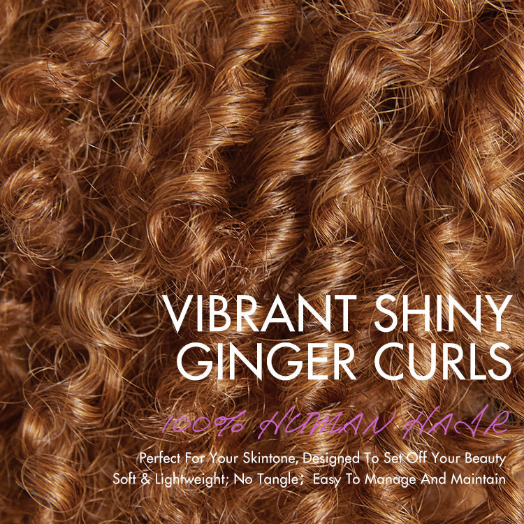 Go Natural Ease | Fluffy Ginger Jerry Curly Glueless 5x5 Closure Lace Wig - US Only