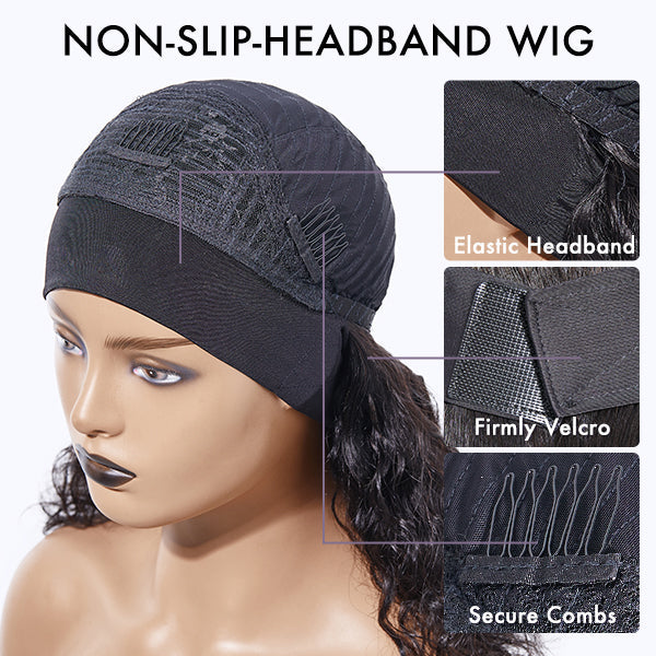 Weekly Special | Natural Black Body Wave No Lace Glueless Long Headband Wig 100% Human Hair