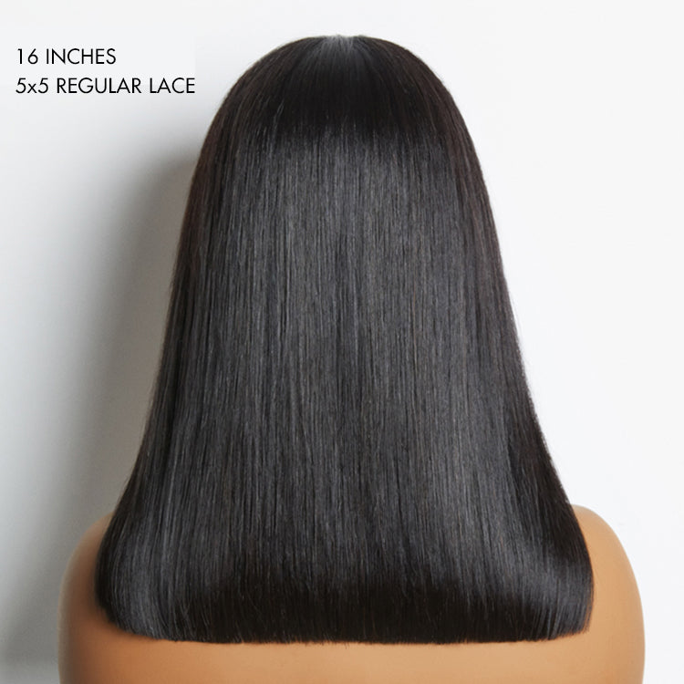 New Customers Only | PreMax Wigs | Silky Blunt Cut Glueless 2x6 / 5x5 Closure Lace Shoulder Length Bob Wig Pre Plucked & Bleached