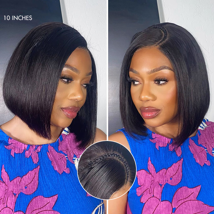 1 SEC INSTALL WIG | Pre-Styled Braided Silky Bob Glueless 4x4 Closure Lace Wig Pre Cut Lace - US Only