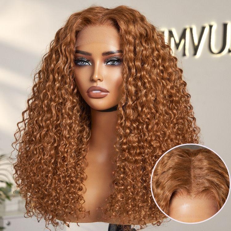 Ginger Spice Water Wave Glueless 5x5 Closure Lace Curly Wig - US Only
