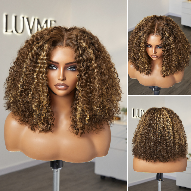 Weekly Special | Honey Blonde Highlight Kinky Curly Glueless 5x5 Closure HD Lace Wig Breathable Cap