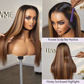 26 inches = $209.9 | Blonde Highlight Silky Straight Ear-to-ear Glueless 13x6 Frontal HD Lace Long Wig Pre-Cut Lace