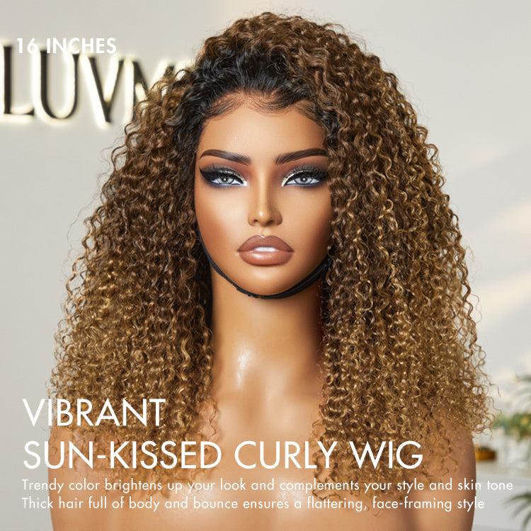 1 SEC INSTALL WIG | Sun-kissed Ombre Blonde Kinky Curly Glueless 5x5 Clouse Pre-Cut Lace Wig - US Only