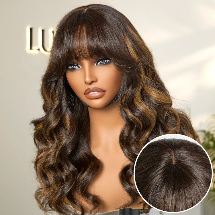 Weekly Special | True Scalp Blonde Highlight Loose Wave Glueless Minimalist Lace Wig with Bangs