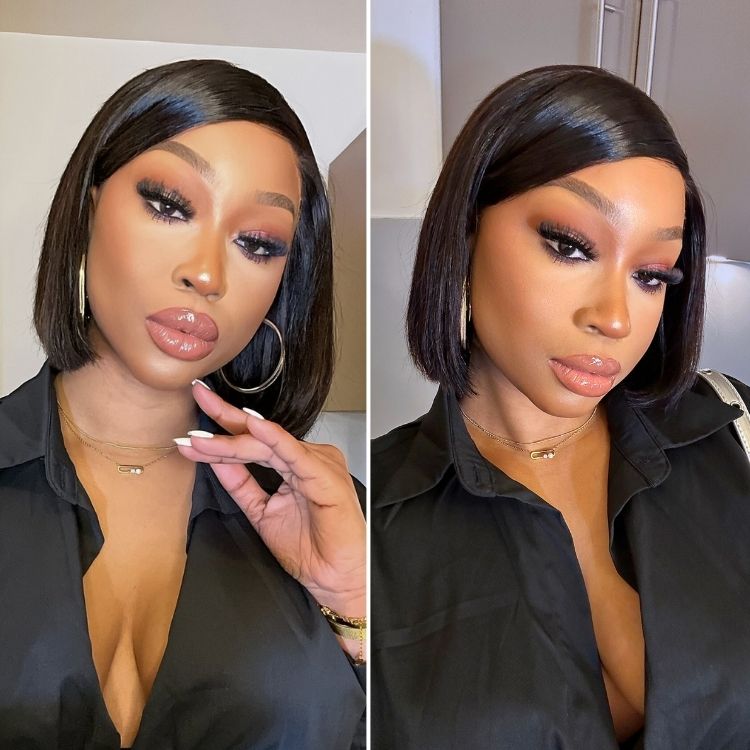 Special Deal | Swoop Bangs Breathable Cap Deep Left C Part Silky Straight Glueless 5x5 Closure Lace Bob Wig