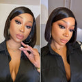 Special Deal | Swoop Bangs Breathable Cap Deep Left C Part Silky Straight Glueless 5x5 Closure Lace Bob Wig