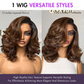 Ombre Brown Butterfly Layers Loose Wave Glueless Minimalist HD Lace Short Wig Easy to Wear - US Only
