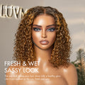 Brown Highlight / Natural Black / Blonde Highlight Deep Curly Glueless 5x5 Closure Pre-Cut Lace Wig Breathable Cap