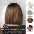 Special Deal | Ash Blonde Highlights Yaki Blunt Cut Bob Wig with Bangs Glueless Minimalist Lace Short Wig Breathable Cap