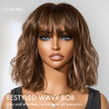 Special Deal | Ash Blonde Highlights Yaki Blunt Cut Bob Wig with Bangs Glueless Minimalist Lace Short Wig Breathable Cap