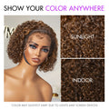 Crazy Wednesday | Brown Highlight / Jet Black Short Cut Slicked Back Curly Ear-to-ear Wide T Lace Wig