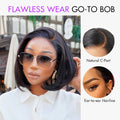Weekly Special | Super Natural C Part Natural Black / Blonde Highlight Glueless Lace Bob Wig 100% Human Hair