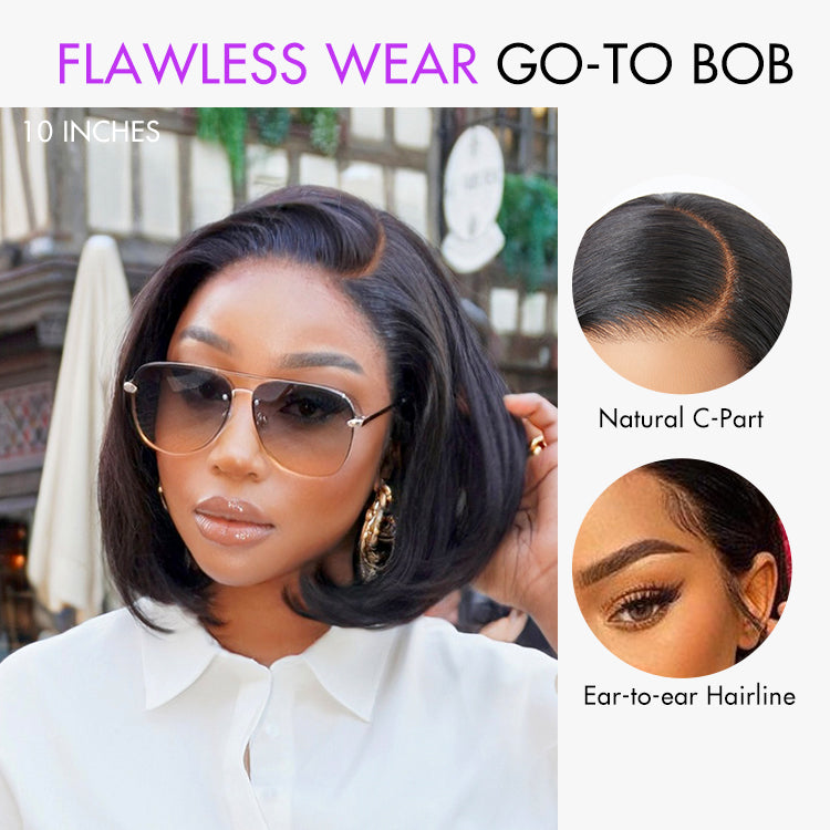 Weekly Special | Super Natural C Part Natural Black / Blonde Highlight Glueless Lace Bob Wig 100% Human Hair