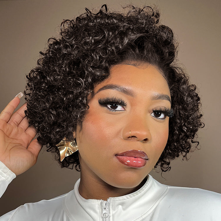 Special Offer | Trendy Short Cut Curly Minimalist HD Lace Glueless Side Part Wig 100% Human Hair