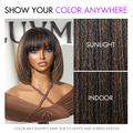 Tiktok Exclusive Deal | Put On and Go Reddish Purple / Brown Highlight / Natural Black Layered Cut Yaki Straight Minimalist Lace Bob Wig with Bangs