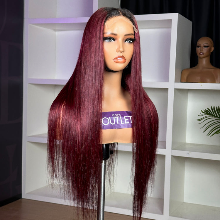 Special Deal | Patricia Burgundy Reddish Silky Straight 5x5 Closure HD Lace Glueless Long Wig 100% Human Hair