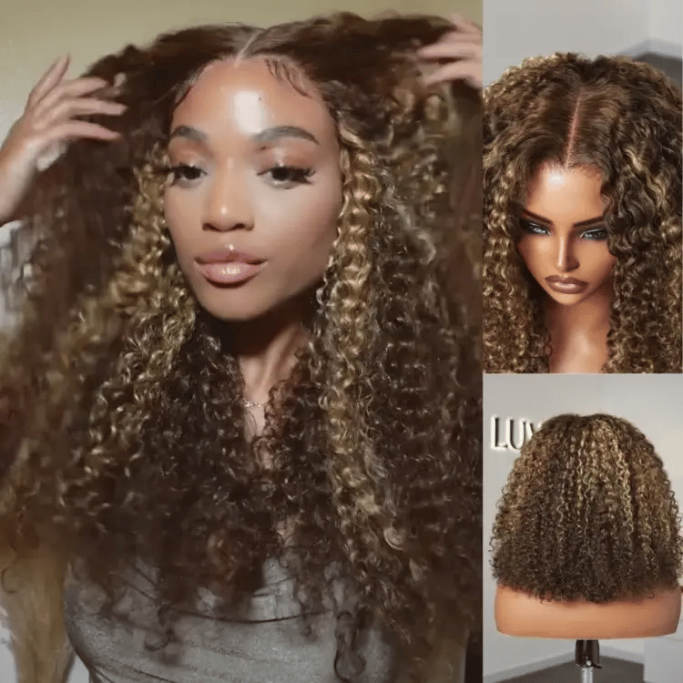 Weekly Special | Honey Blonde Highlight Kinky Curly Glueless 5x5 Closure HD Lace Wig Breathable Cap